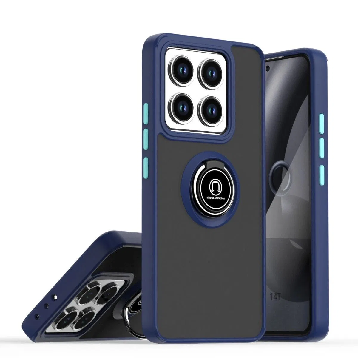 Xiaomi Mi 14t Pro Kılıf Montreal Yüzüklü Silikon Kapak - Lacivert