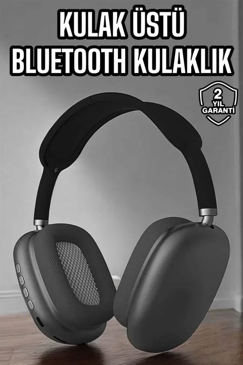 P9 Plus Hi-fi Ses Kalitesi Ayarlanabilir Mikrofonlu Bluetooth Kulaklık Siyah görsel 2
