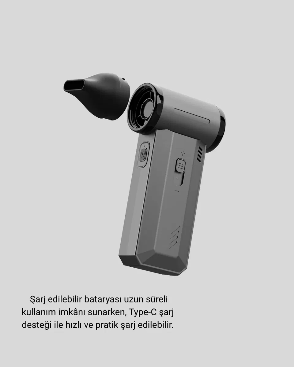 130000 RPM Çok Fonksiyonlu Şarjlı Hava Üfleme ve Vakum Temizlik Cihazı görsel 3
