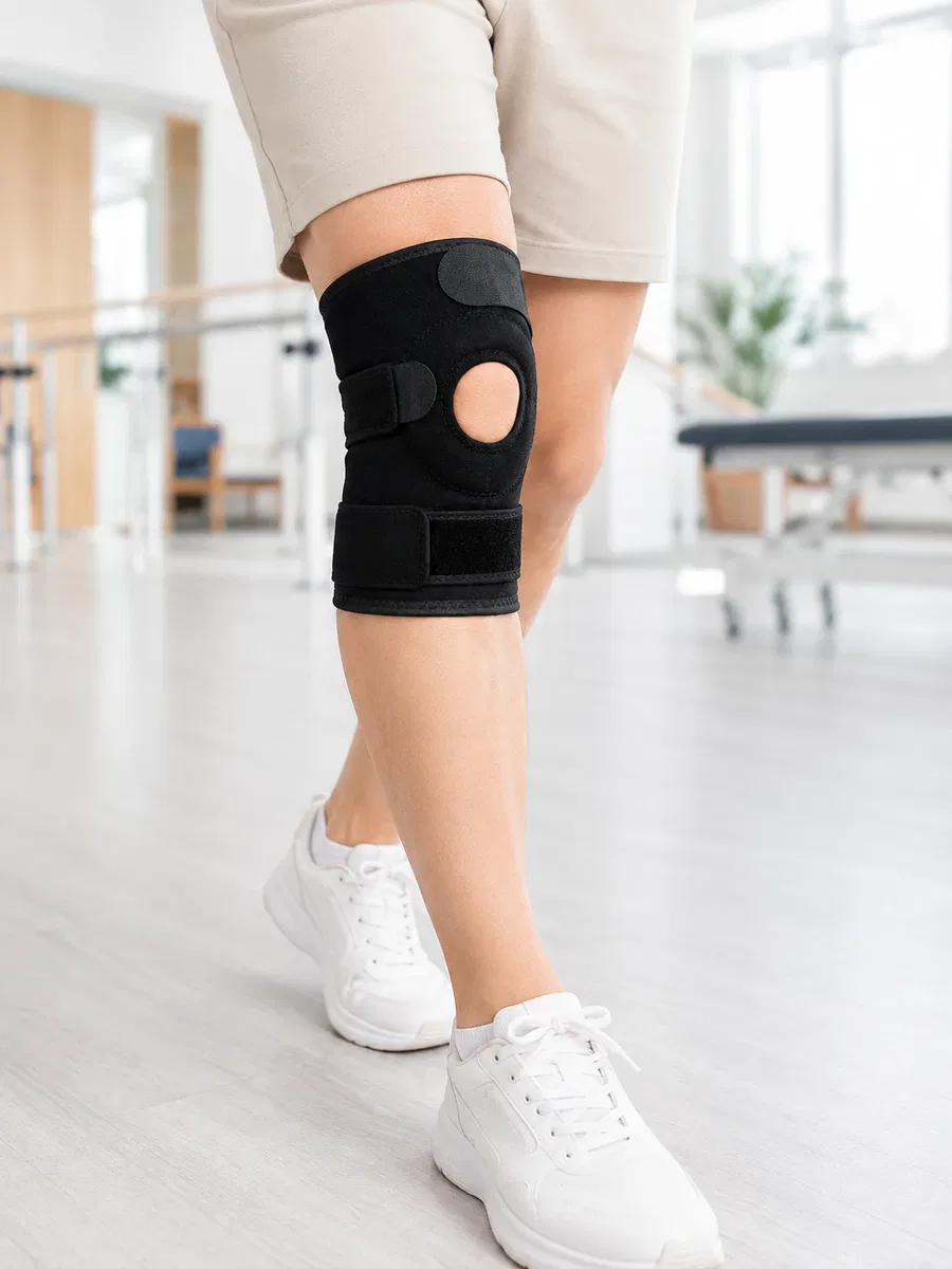 Kısa Diz Desteği Ligamentli Açık Diz Kapağı Cırtlı Ayarlanabilir Dizlik görsel 5