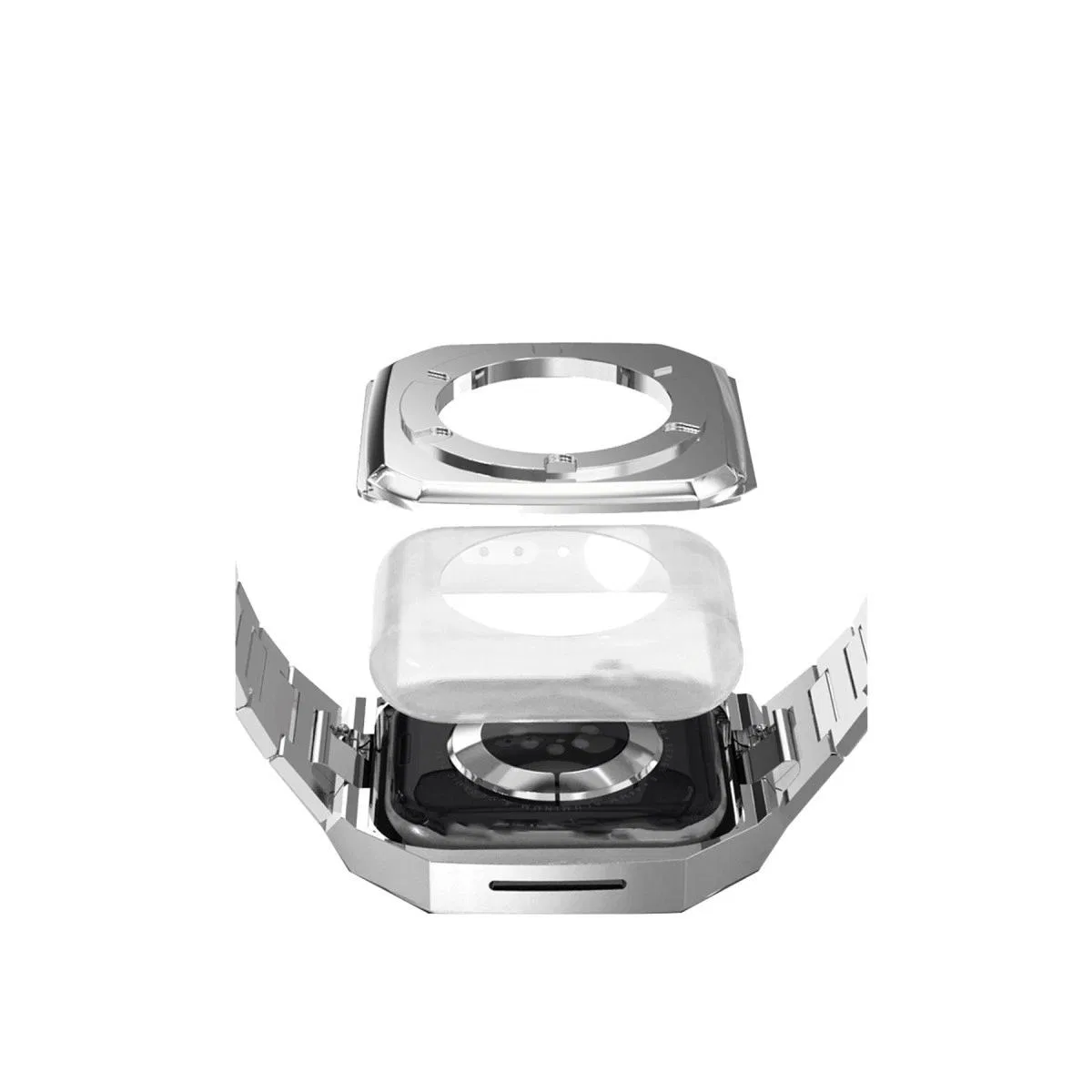 Apple Watch 44mm Metal Petek Kasalı Kordon - Gümüş görsel 3