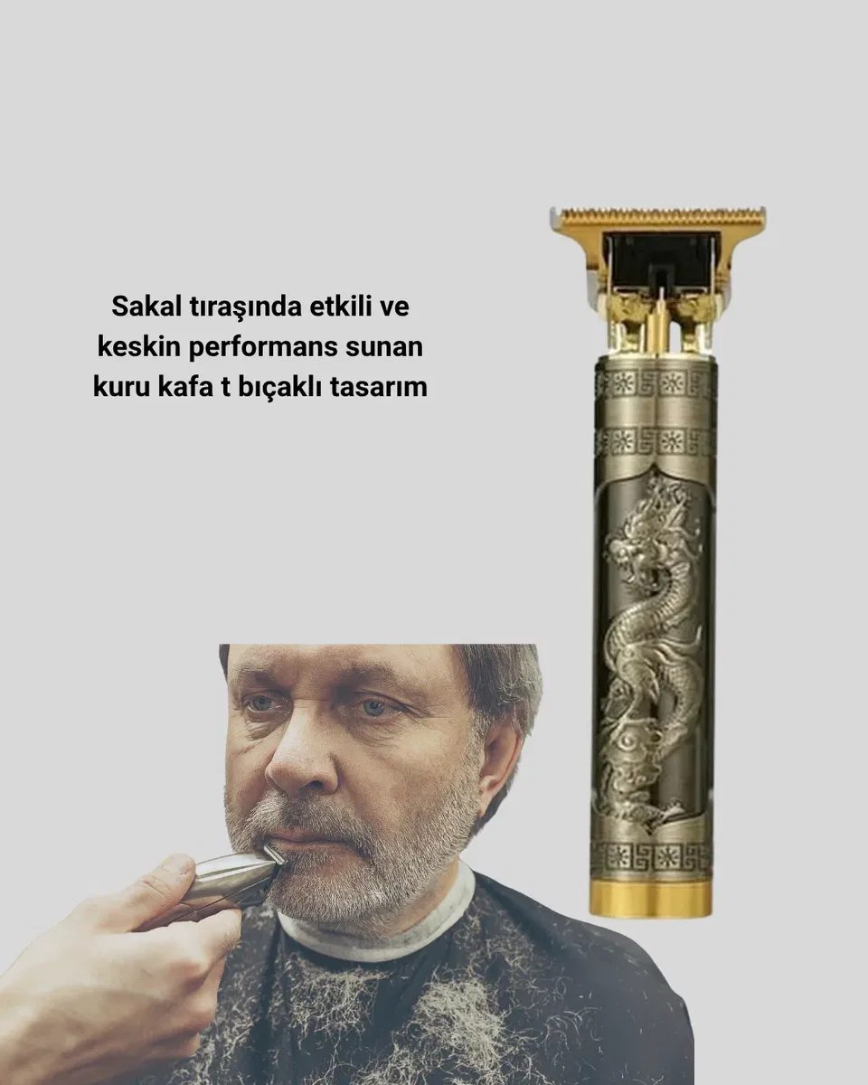 T Bıçaklı Profesyonel Çizik Tıraş Makinesi Seti – 120 Dakika Kullanım, Şarjlı & Kablolu görsel 3