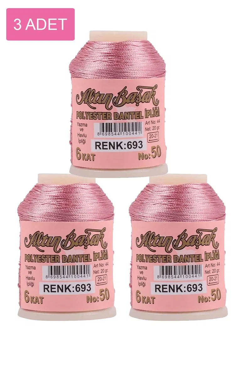 3 Adet Altınbaşak Oya ve Dantel İpi 20 gr - Royaleks - No: 693