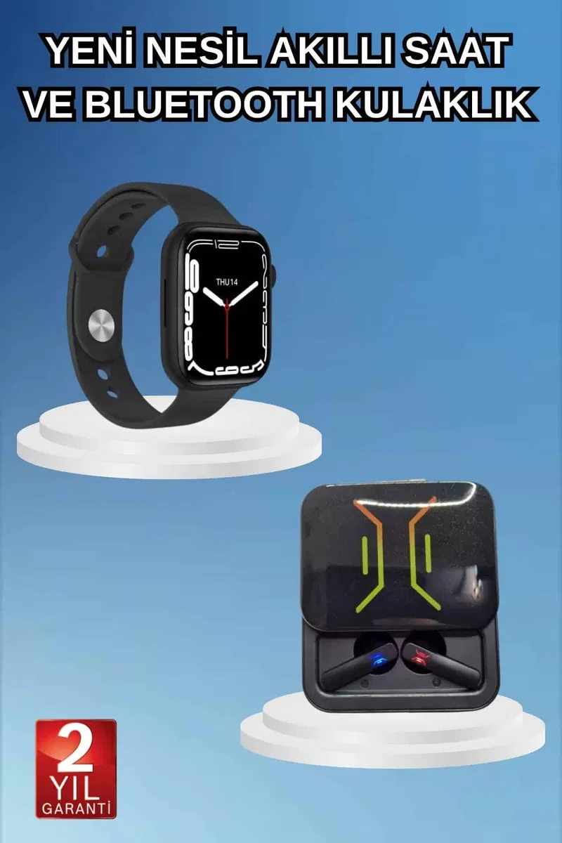 Bluetooth Bağlantılı Kablosuz Kulaklık ve Yeni Nesil Akıllı Saat 5. 0 Bluetooth