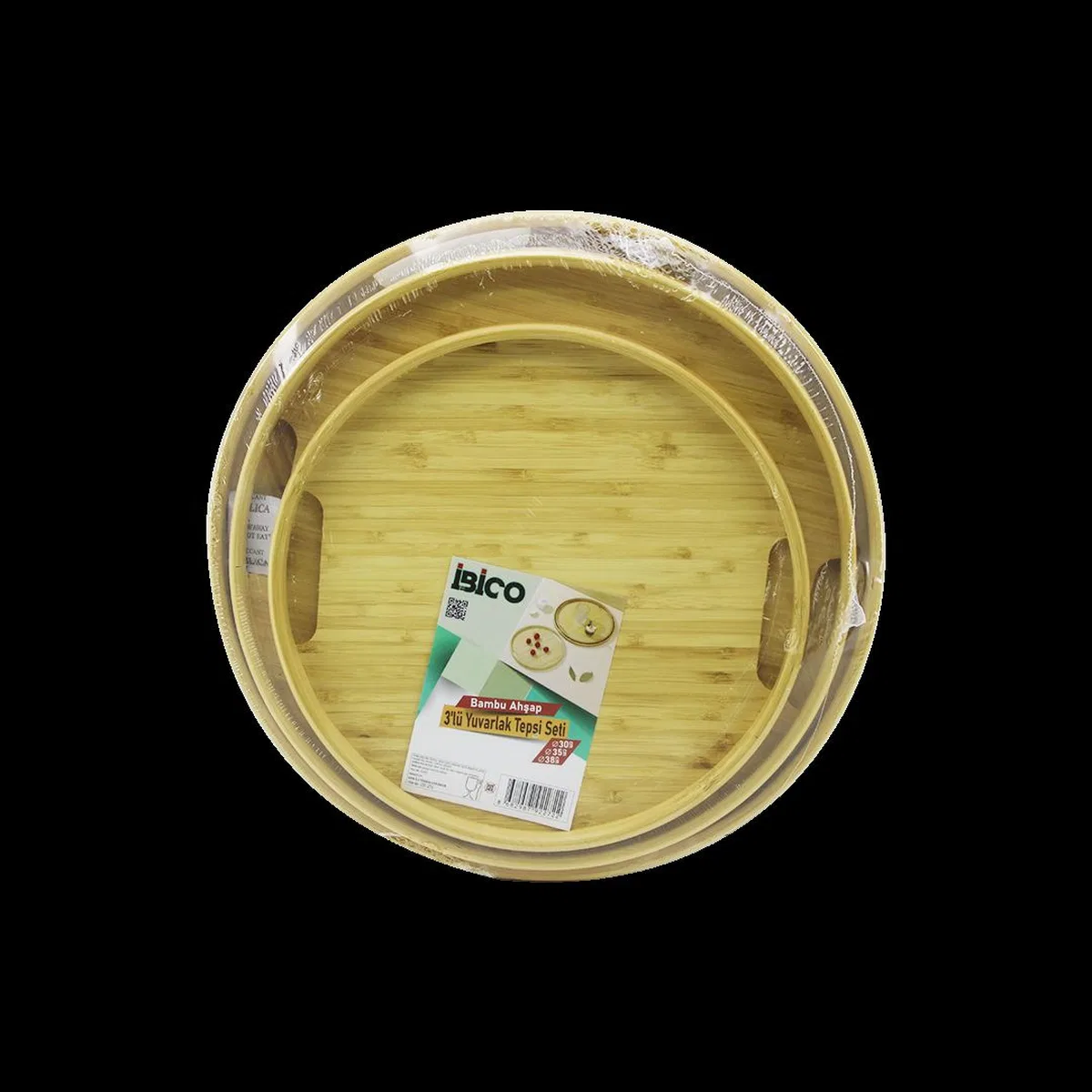 Bambu Ahşap Yuvarlak Tepsi Seti 30/35/38 cm (3'lü) görsel 2