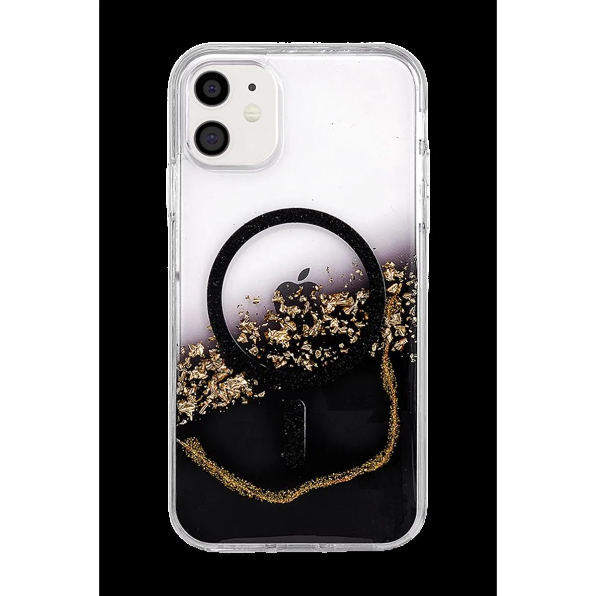 Onegif Apple İphone 11 Lotus Simli Magsafe Kapak - Siyah görsel 3
