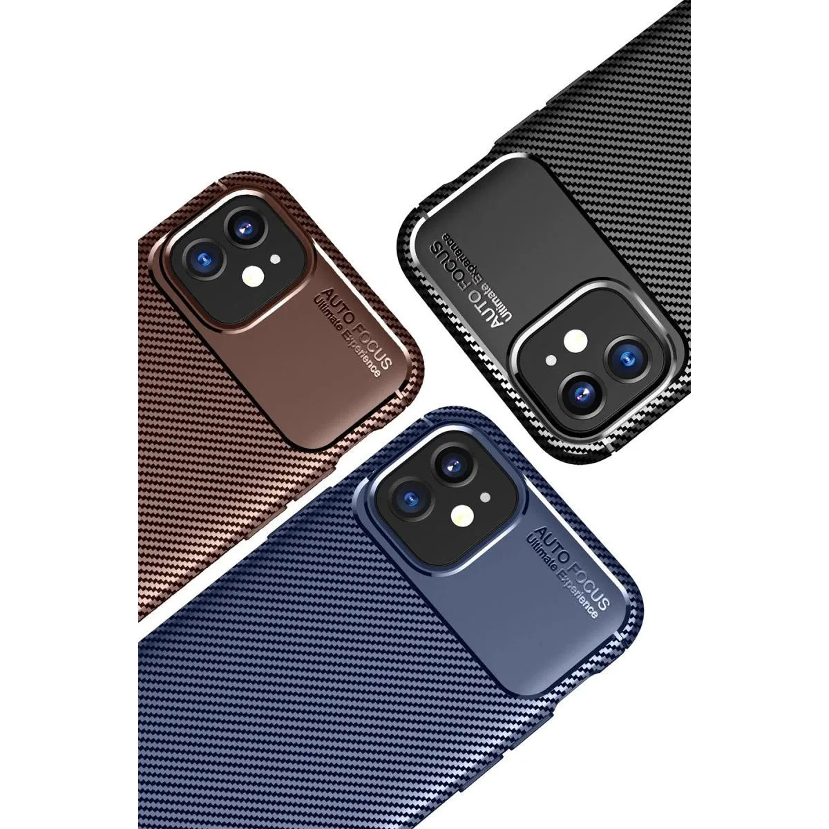 Apple İphone 12 Mini Kılıf Auto Focus Karbon Kapak - Kahverengi görsel 3