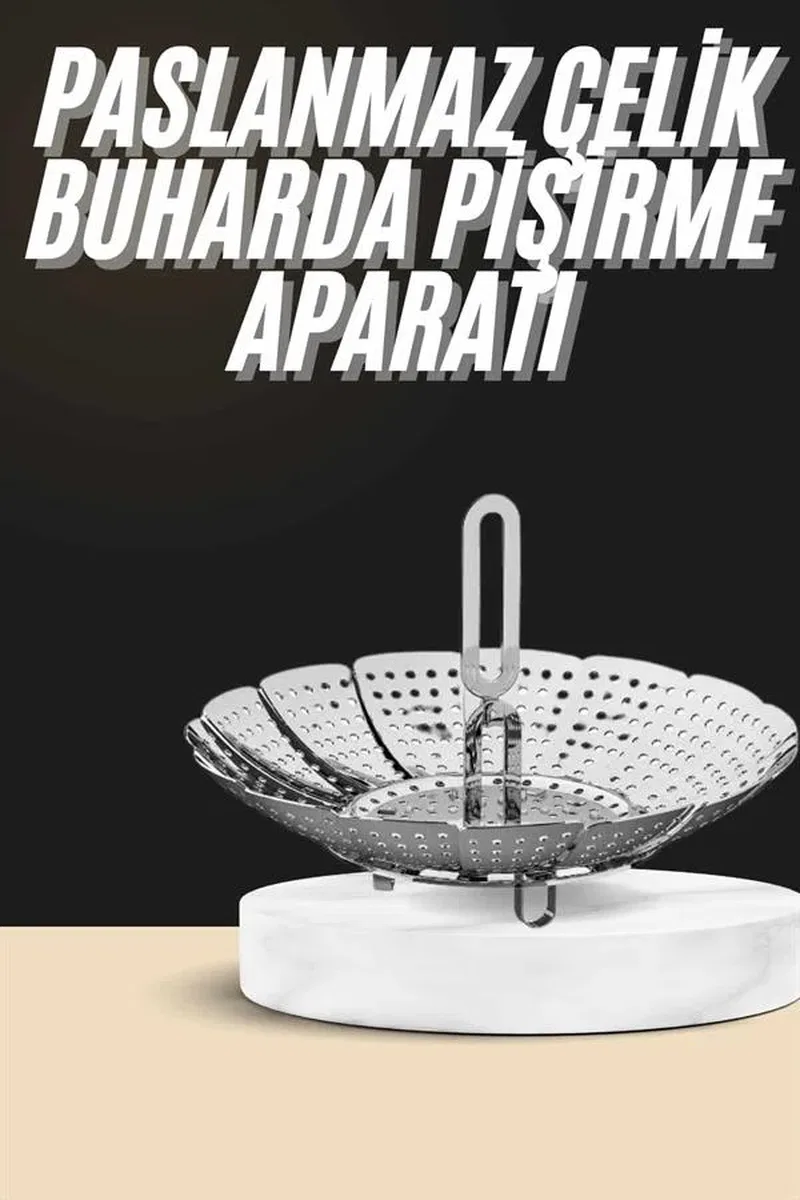 Buharda Pişirme Haşlama Aparatı Açılır Kapanır Paslanmaz Çelik Sebze Haşlama görsel 2