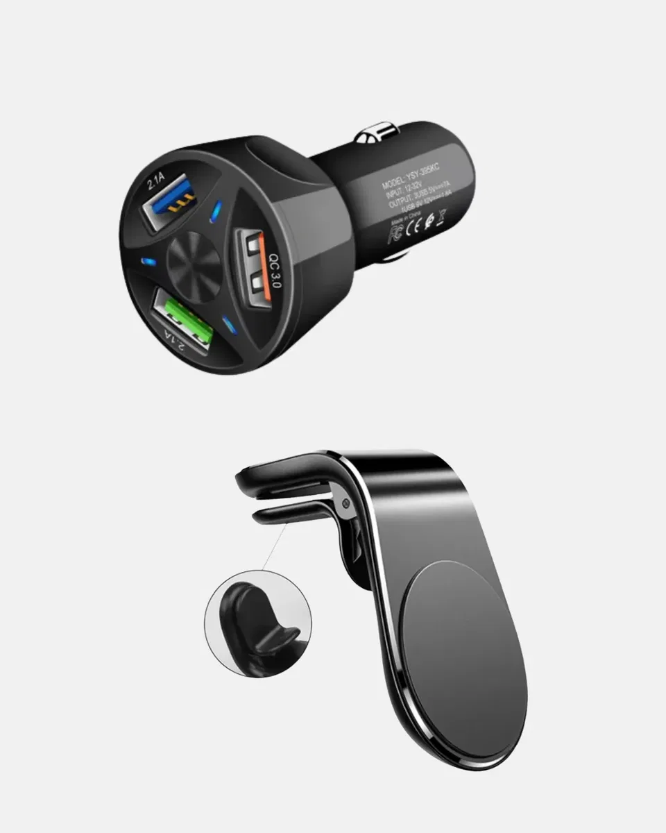 Araç İçi Telefon Tutucu + Quick Charge 3. 0 Araç Şarj Cihazı Seti görsel 5