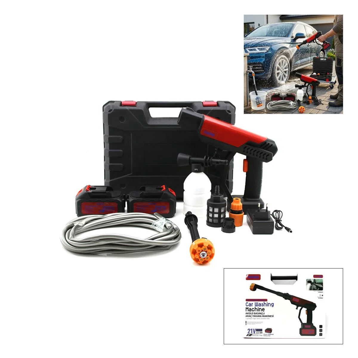Şarjlı Araç Yıkama Makinesi 135W 19000RPM 21V 12000mAh görsel 2