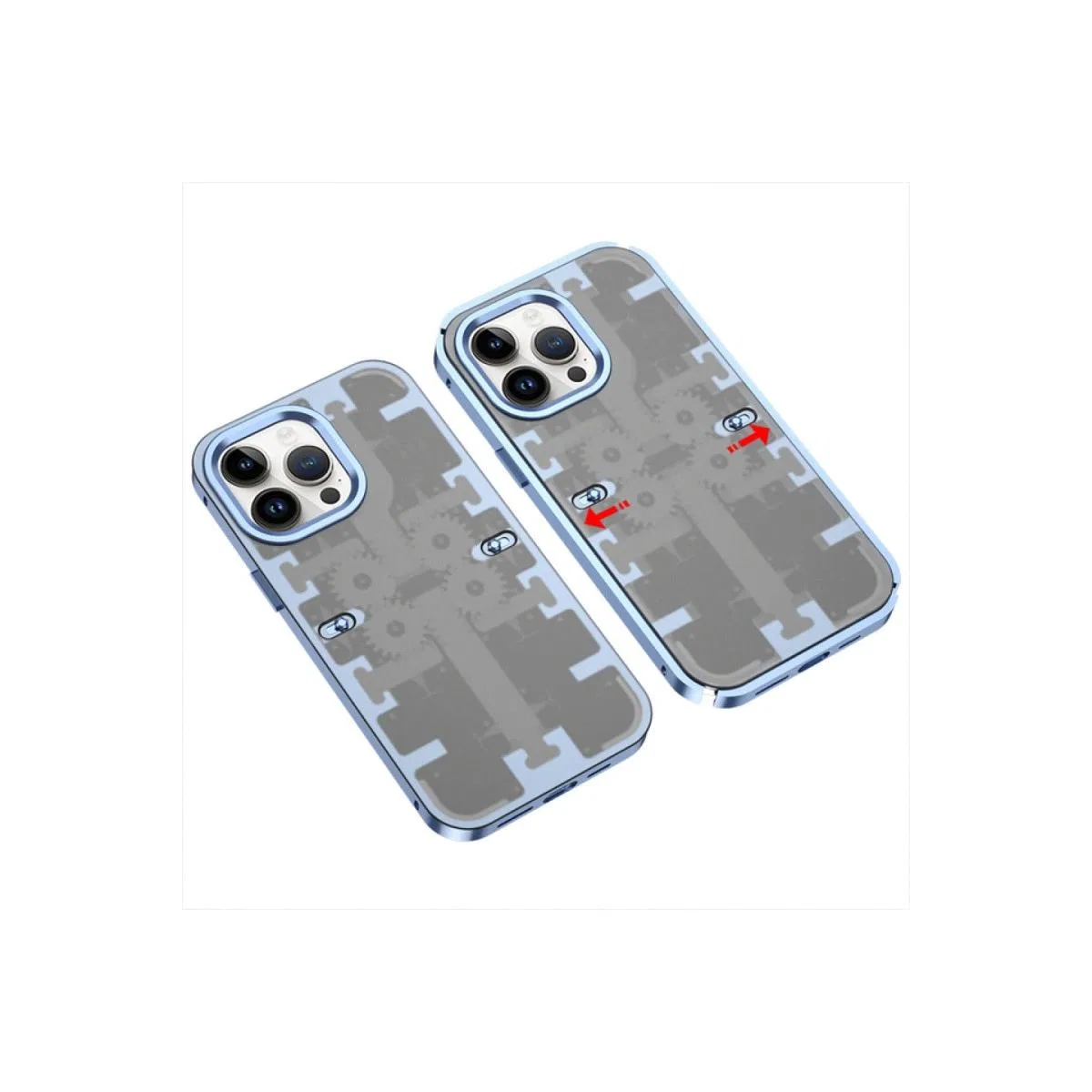 Apple İphone 13 Pro Max Kılıf Mekanik Bumper Kapak - Mavi