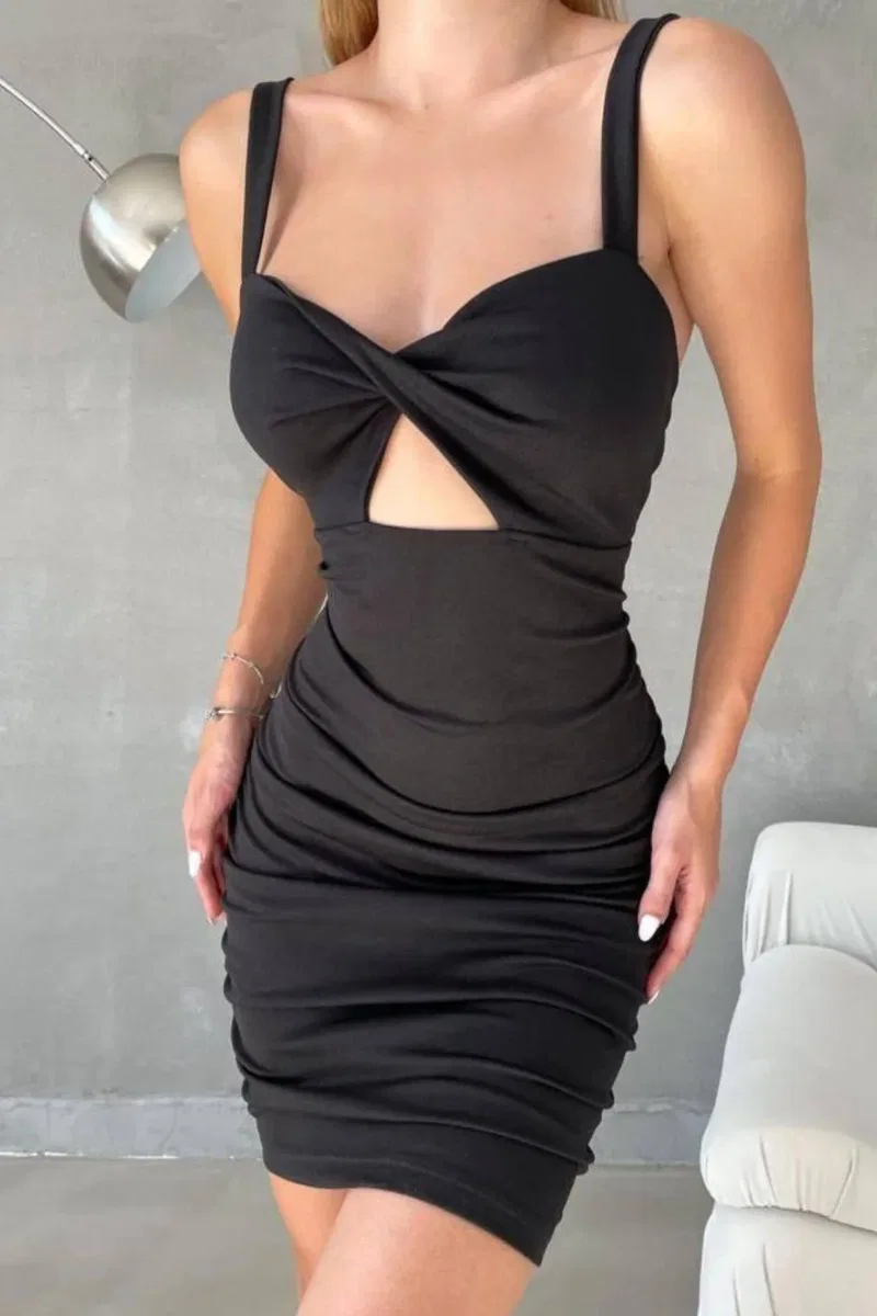 Kadın Trend Model V Yaka Askılı A Kesim Abiye Elbise görsel 3