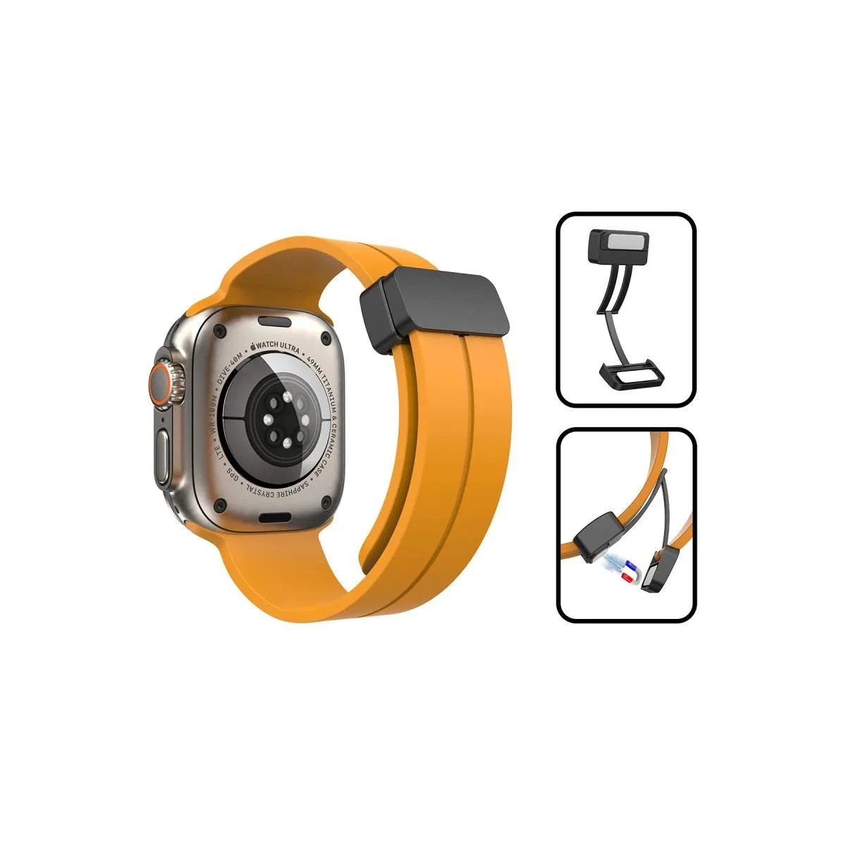 Apple Watch 42mm Kr412 Elegance Stylısh Kordon (saat Değildir) - Turuncu görsel 7