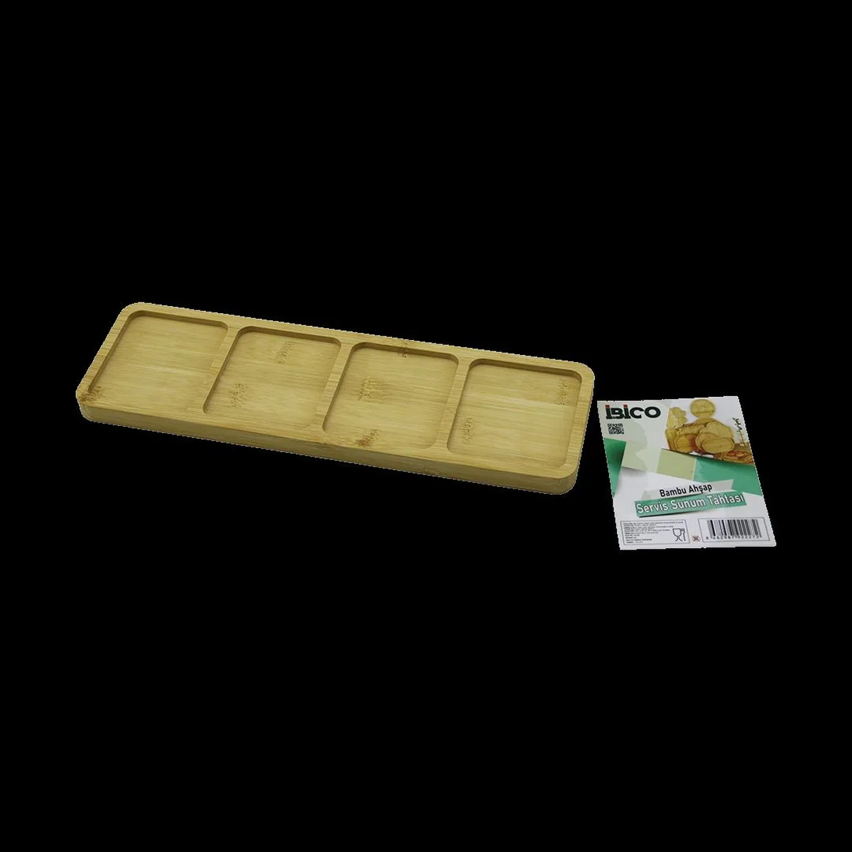 4 Bölmeli Dikdörtgen Bambu Servis Tepsisi 32. 8x10x1. 4 cm görsel 2
