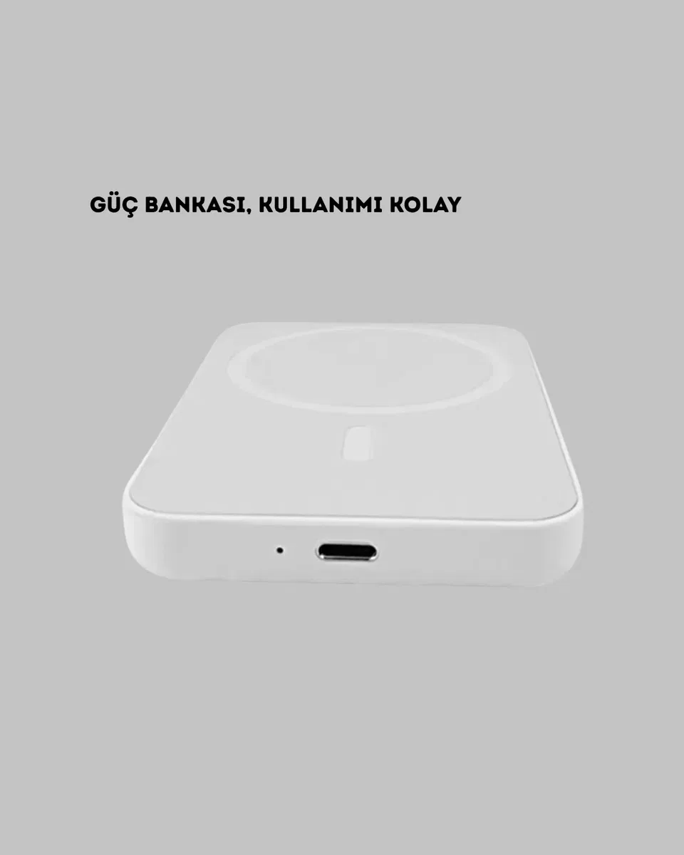 Manyetik Kablosuz Powerbank – iPhone 12/13/14/15 Uyumlu, Hızlı Şarjlı, Ultra Hafif görsel 4