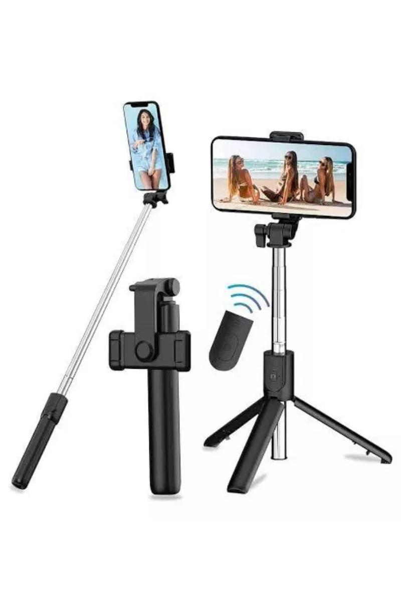 Tripod Selfie Çubuğu Bluetooth Kumandalı Kablosuz Led Işıklı görsel 5