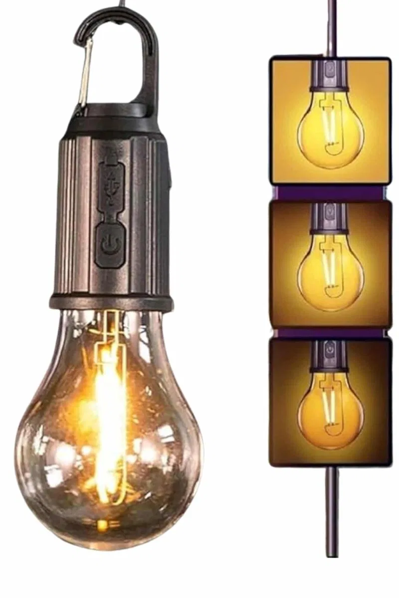 Şarjlı Dekoratif Kamp Lambası Askılı Ampul Led Işık Type-c Girişli görsel 2