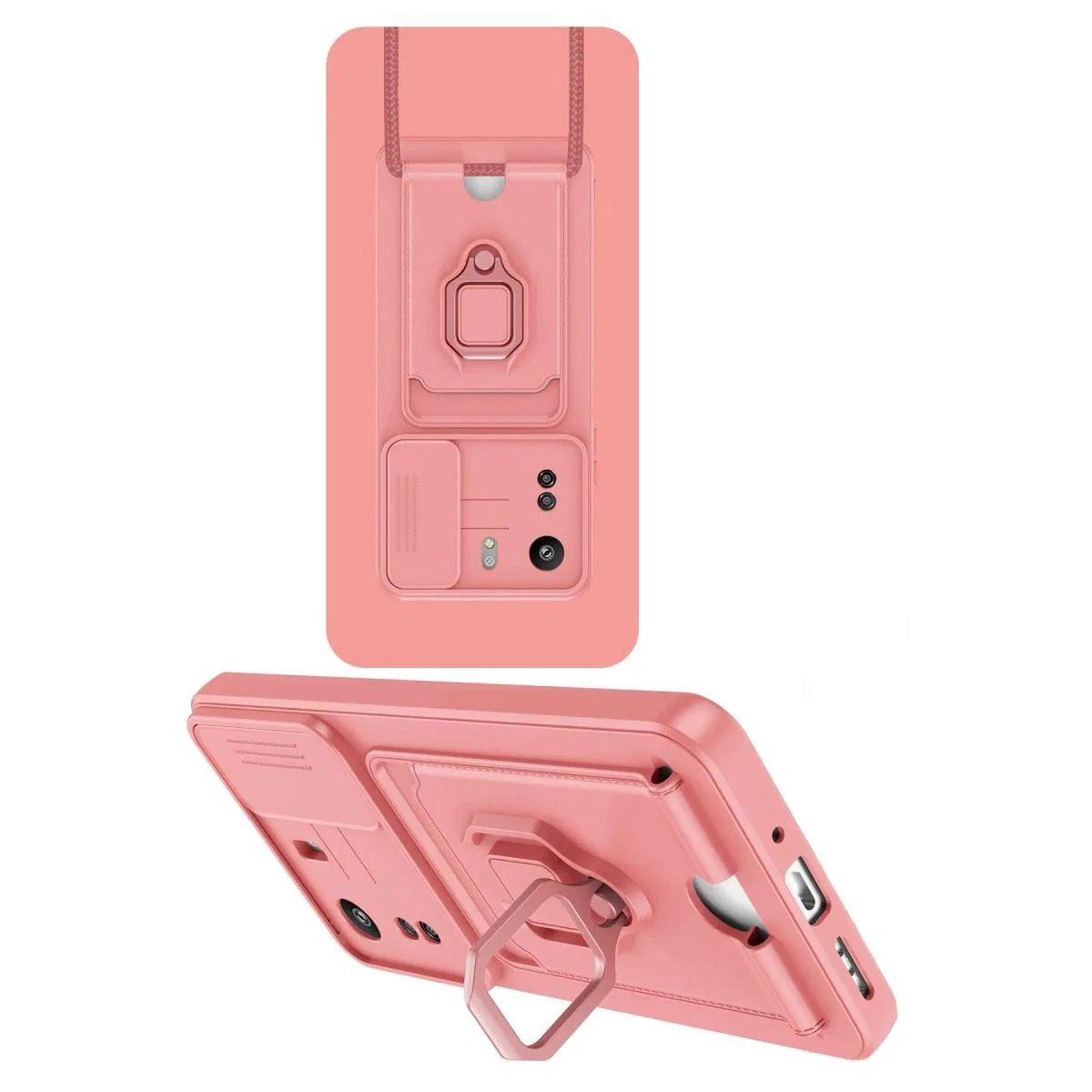 Xiaomi Redmi 13c Kılıf Zuma Kartvizitli Yüzüklü Silikon - Pembe görsel 2
