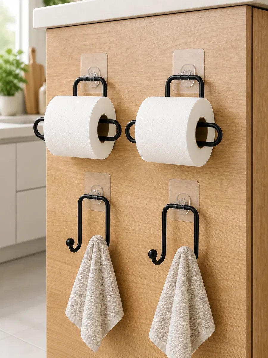 Pratik Banyo Düzenleme Seti 2 Adet Rulo Kağıt Tutucu 2 Adet Havlu Askılığı görsel 3