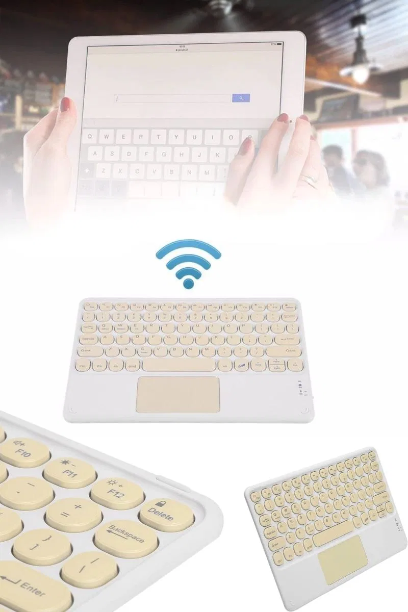 Android Ve İos Uyumlu Bluetooth Klavye Touchpad Slim Kablosuz Wifi Q Klavye görsel 5