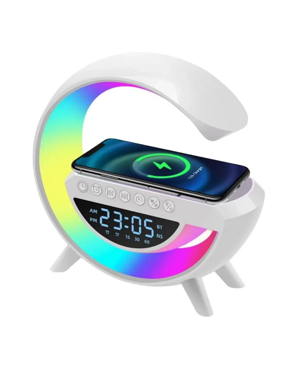 Çok Fonksiyonlu Kablosuz Şarjlı Saat Hoparlör RGB Işık ve Alarm Özellikli görsel 2