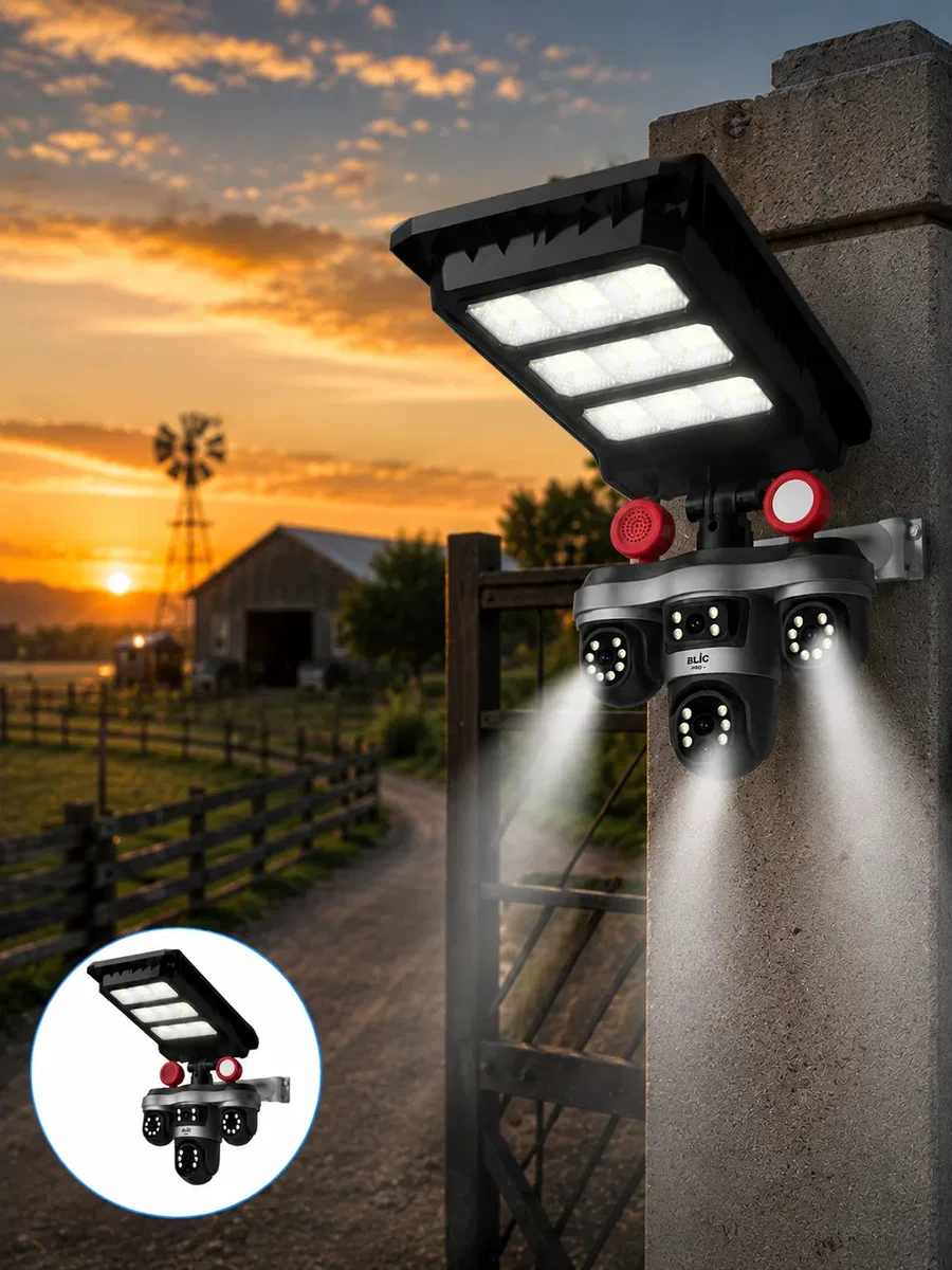 Solar Panelli Akıllı Güvenlik Kamerası LED Projektörlü görsel 2
