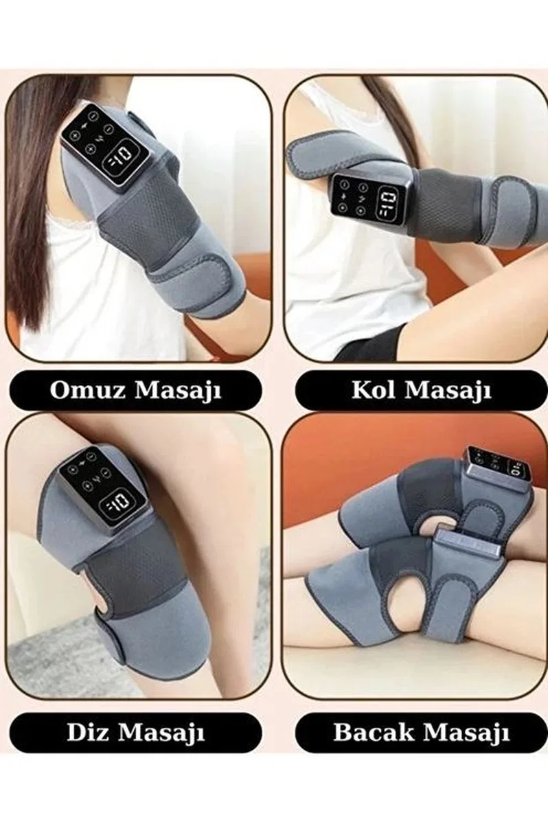 2 Adet Şarjlı Isıtmalı Diz Masaj Aleti – Titreşimli Fizyoterapi Dizlik | Diz Omuz Kol Bacak görsel 6