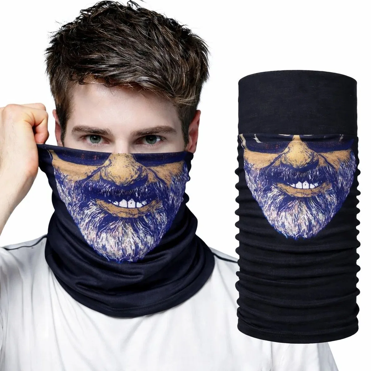 Sakallı Yüz Desenli Baf Buff – Çok Amaçlı Boyunluk Maske 1 No