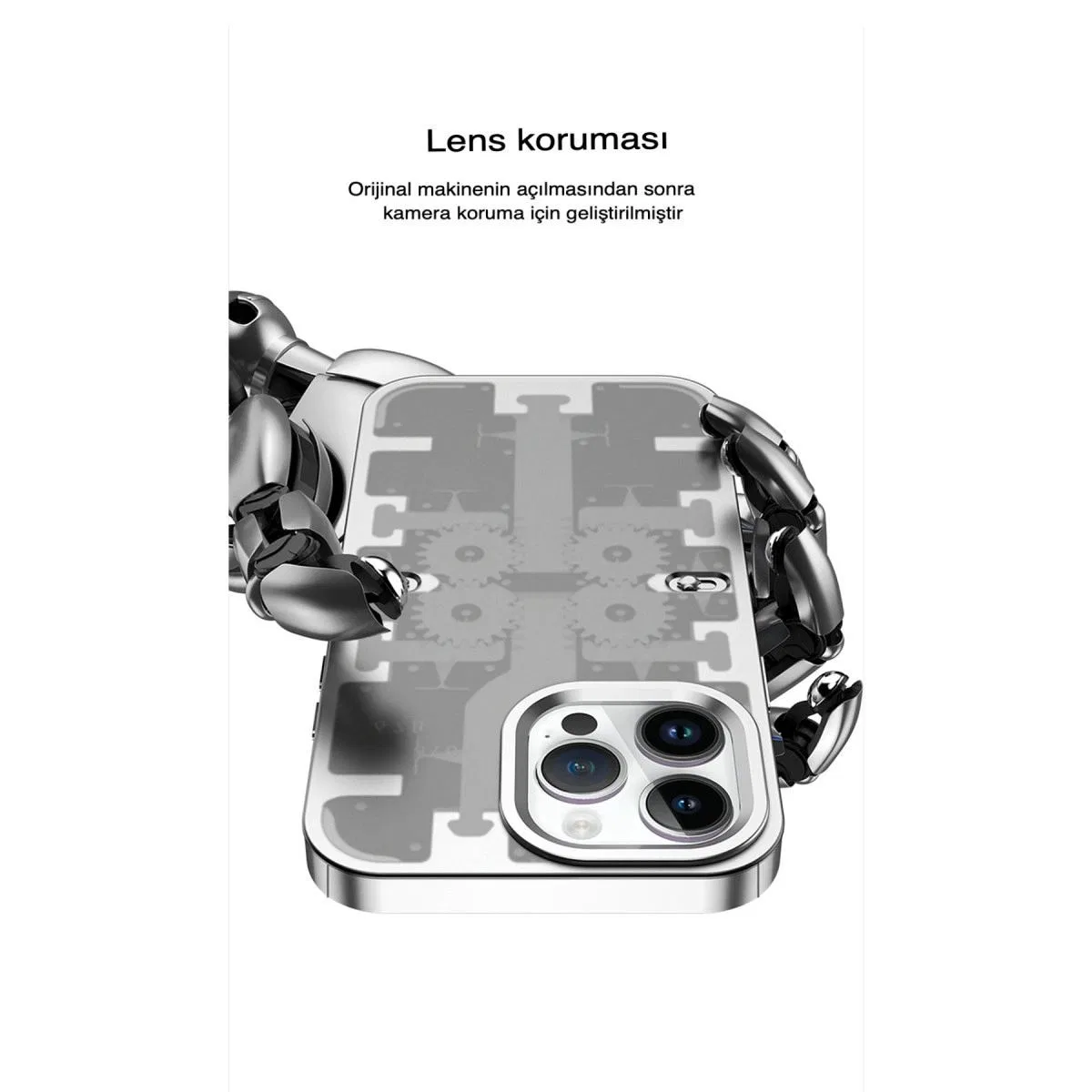 Apple İphone 14 Pro Kılıf Mekanik Bumper Kapak - Gümüş görsel 2