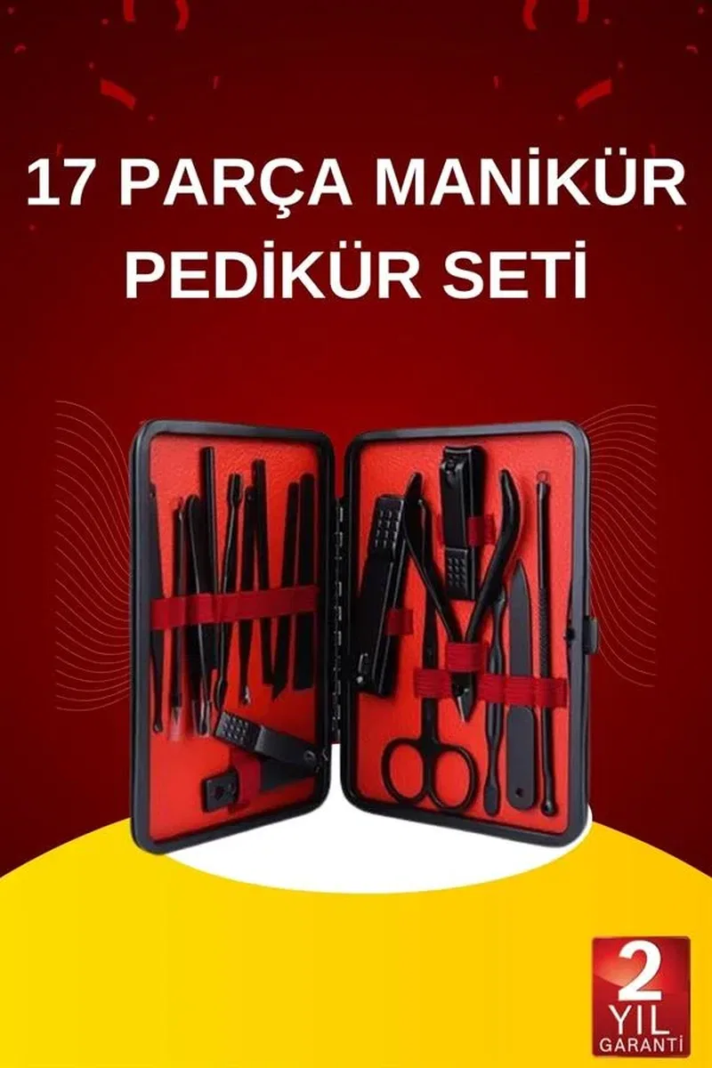 17 Parça El Ayak Bakım Seti Tırnak Temizleme Manikür Pedikür Cımbız Törpü Tırnak Makası görsel 2