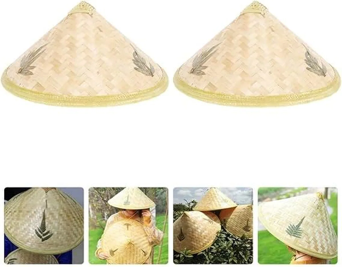 Naturel Renk Cambodia Kamboçyalı Vietnam Şapkası Pvc Hasır görsel 5