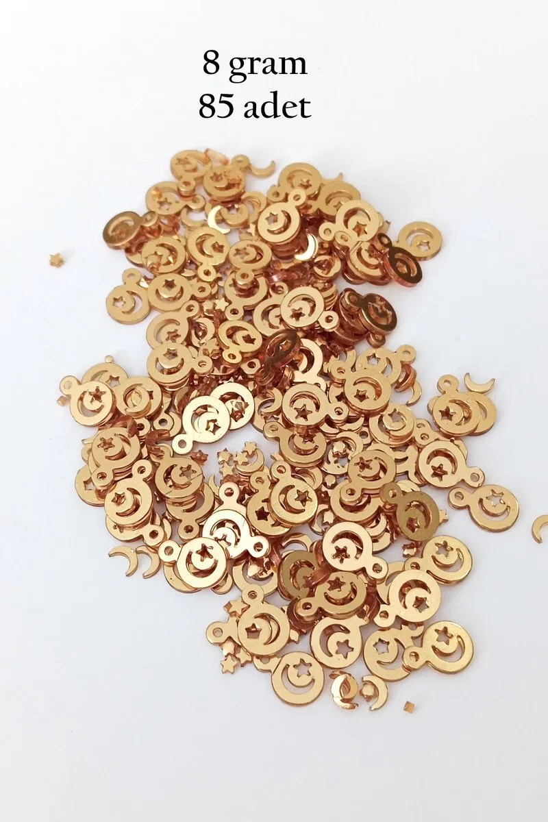 Oya Abiye Bileklik Kolye Pleksi Metalik Plastik Pul Altın Renk 8 gram 85 adet - BNC483