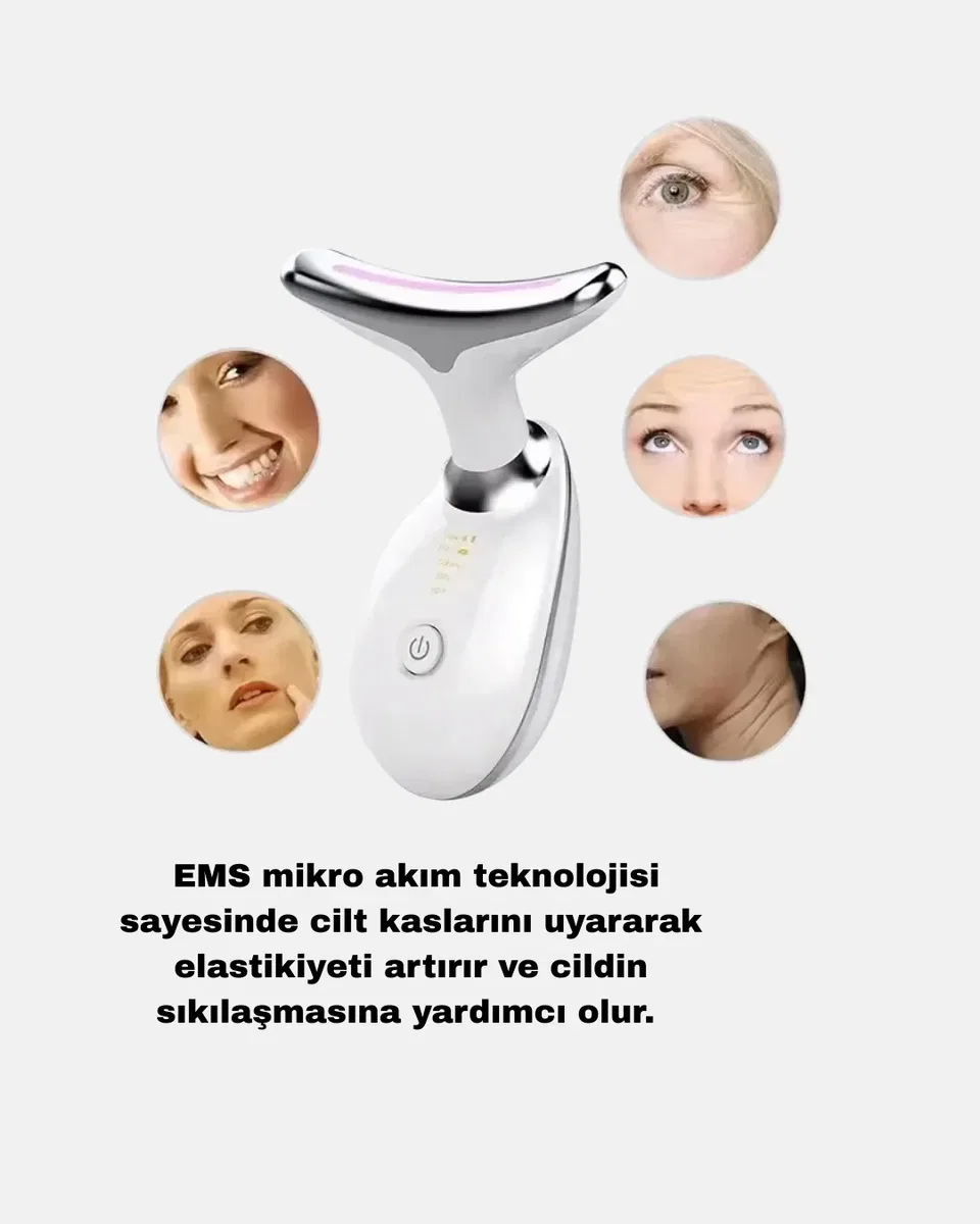 Boyun ve Gıdı Toparlayıcı EMS Cilt Sıkılaştırıcı 7000 Titreşim Isı Terapisi görsel 2