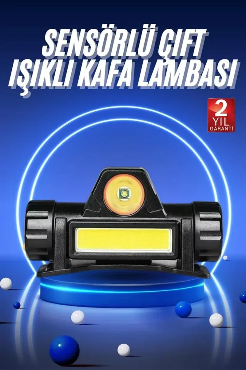 Ledli Şarjlı Kafa Lambası LED Şarjlı Su Geçirmez Kafa Feneri görsel 2
