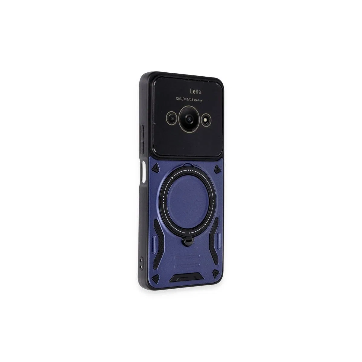 Xiaomi Poco C61 Kılıf Joy Lens Standlı Kapak - Lacivert görsel 2