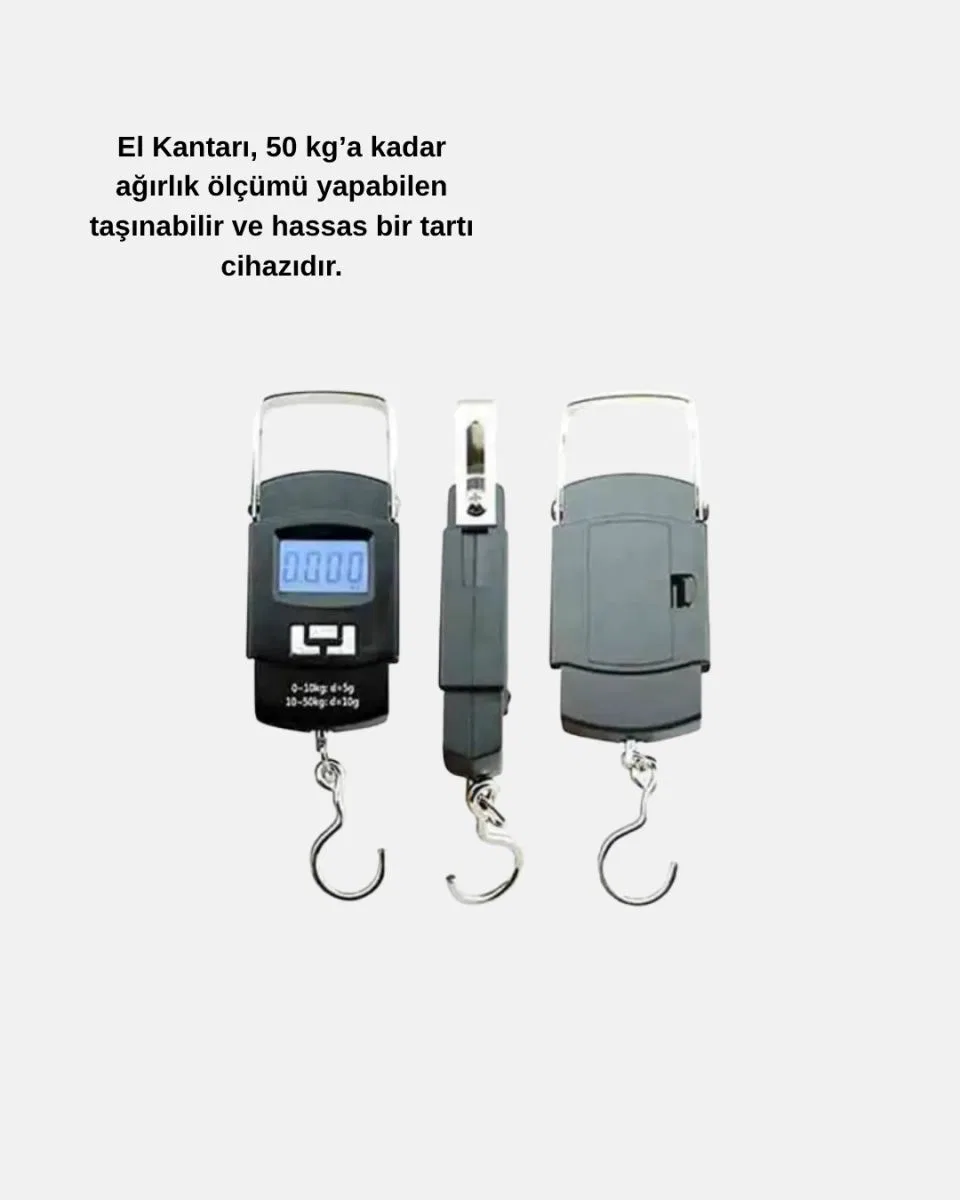 Dijital El Kantarı – 50 Kg Taşıma Kapasiteli, Taşınabilir Hassas Tartı görsel 2