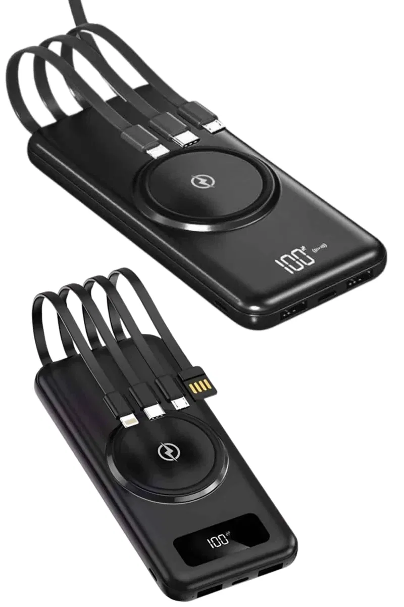 Kablosuz Çoklu Şarj Girişli 10. 000 Mah Kablolu Powerbank Taşınabilir görsel 5