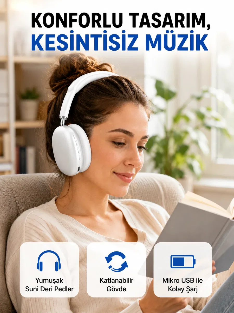 Katlanabilir Bluetooth V5. 0 Kablosuz Kulaklık | 400 mAh, Gürültü Azaltma Yeni Nesil