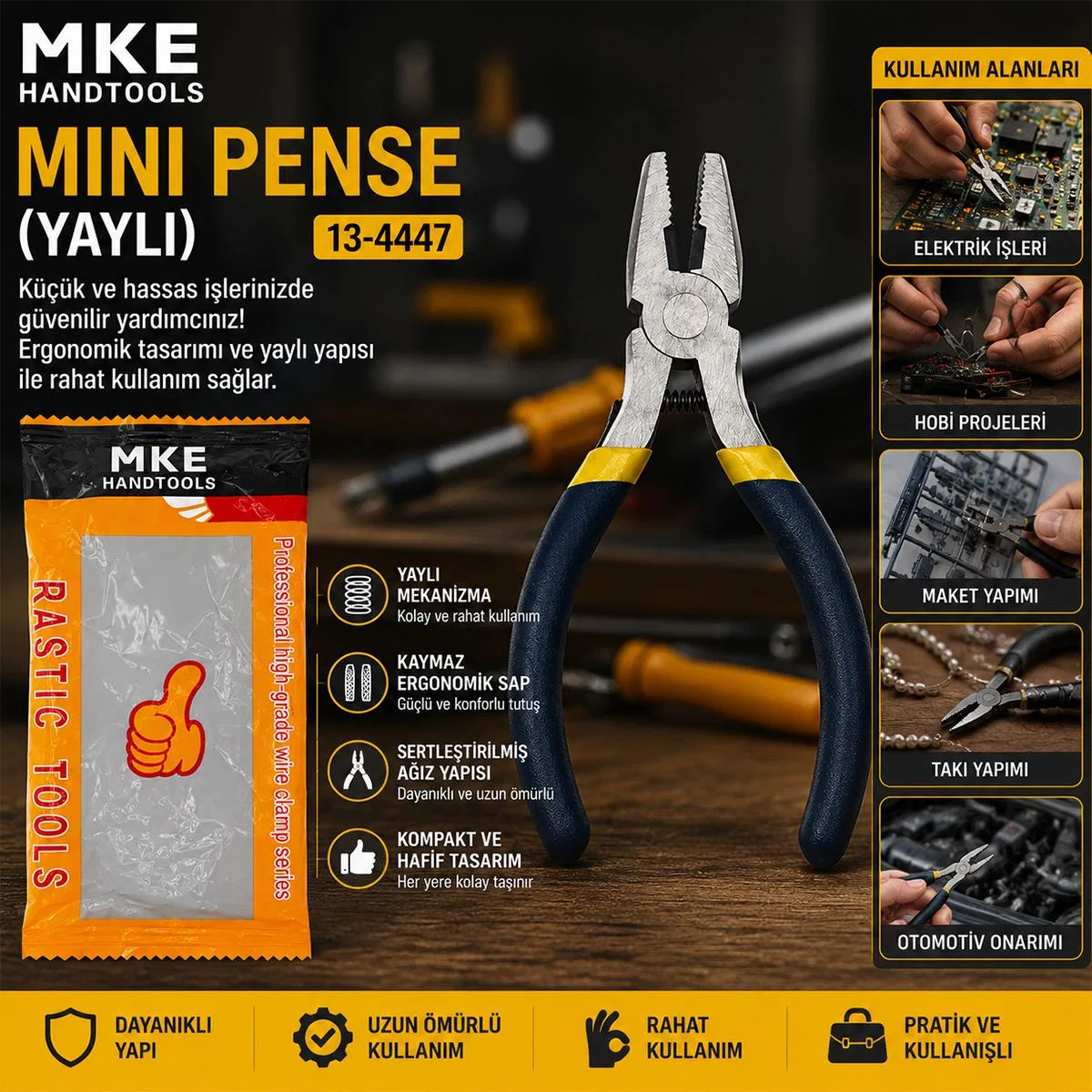 Mini 4. 5'' Çelik Yaylı Pense görsel 2