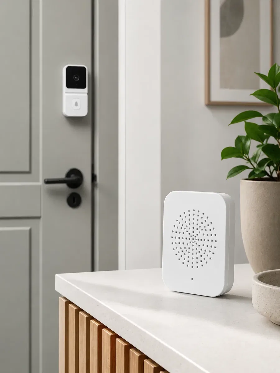 Wi-Fi Beyaz Görüntülü Kapı Zili HD Kamera, Gece Görüşü ve Çift Yönlü Konuşma Özellikli görsel 2