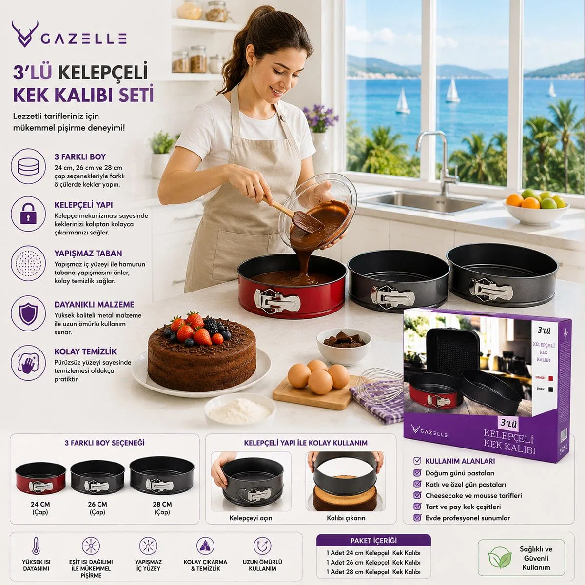 Yuvarlak Metal li Kek Kalıbı görsel 5