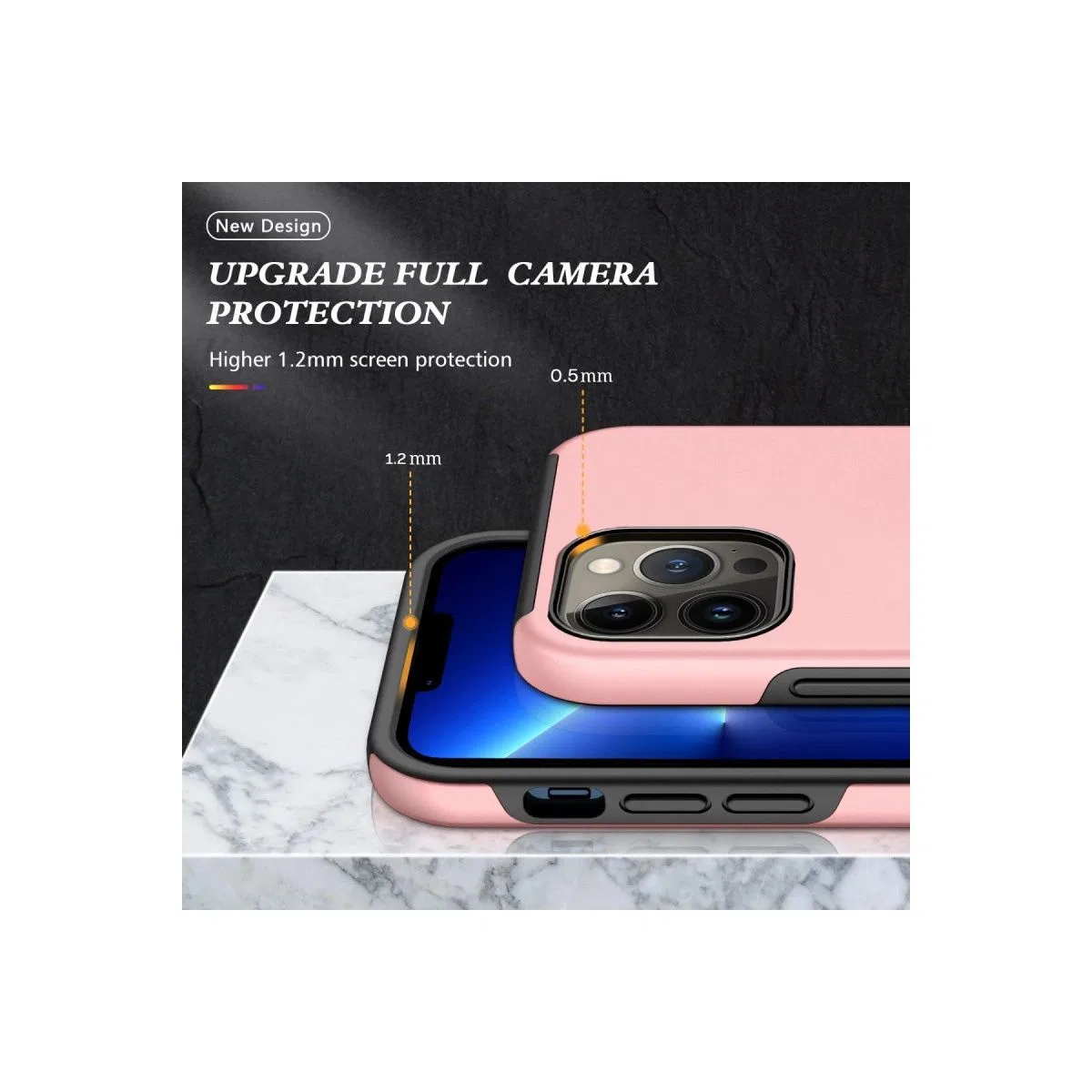 Apple İphone 13 Pro Kılıf Elit Yüzüklü Kapak - Pembe görsel 7