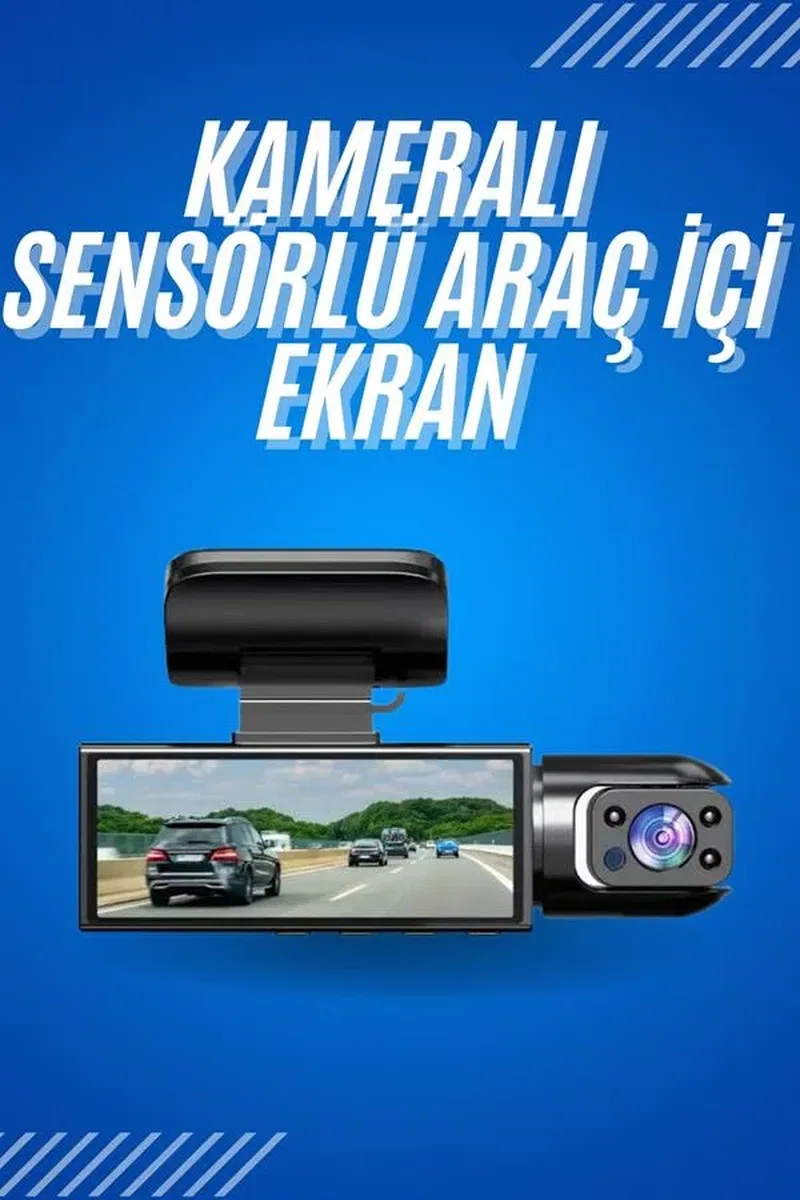 Araç İçi Full Hd Kamera Ön ve Arka Kameralı Ekranlı Araç Kamerası görsel 2