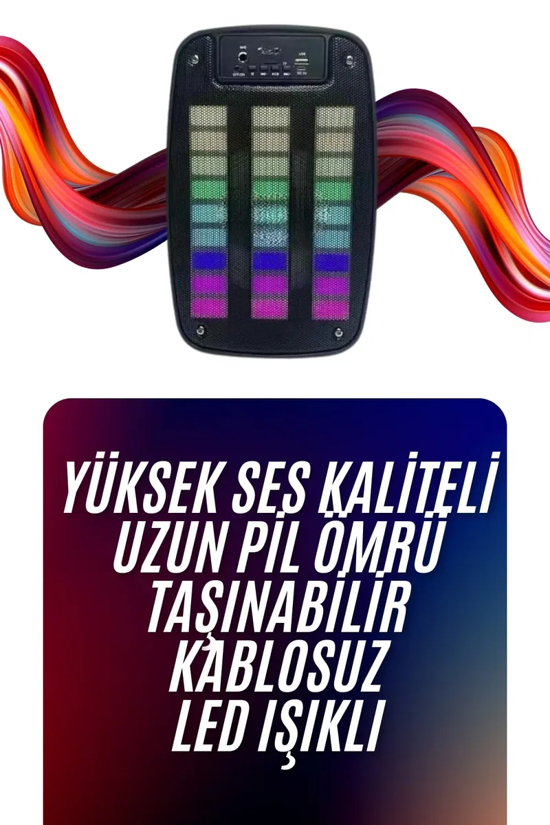 Bluetooth Hoparlör Taşınabilir Şarjlı Işıklı Büyük Boy Yüksek Ses Kaliteli görsel 2