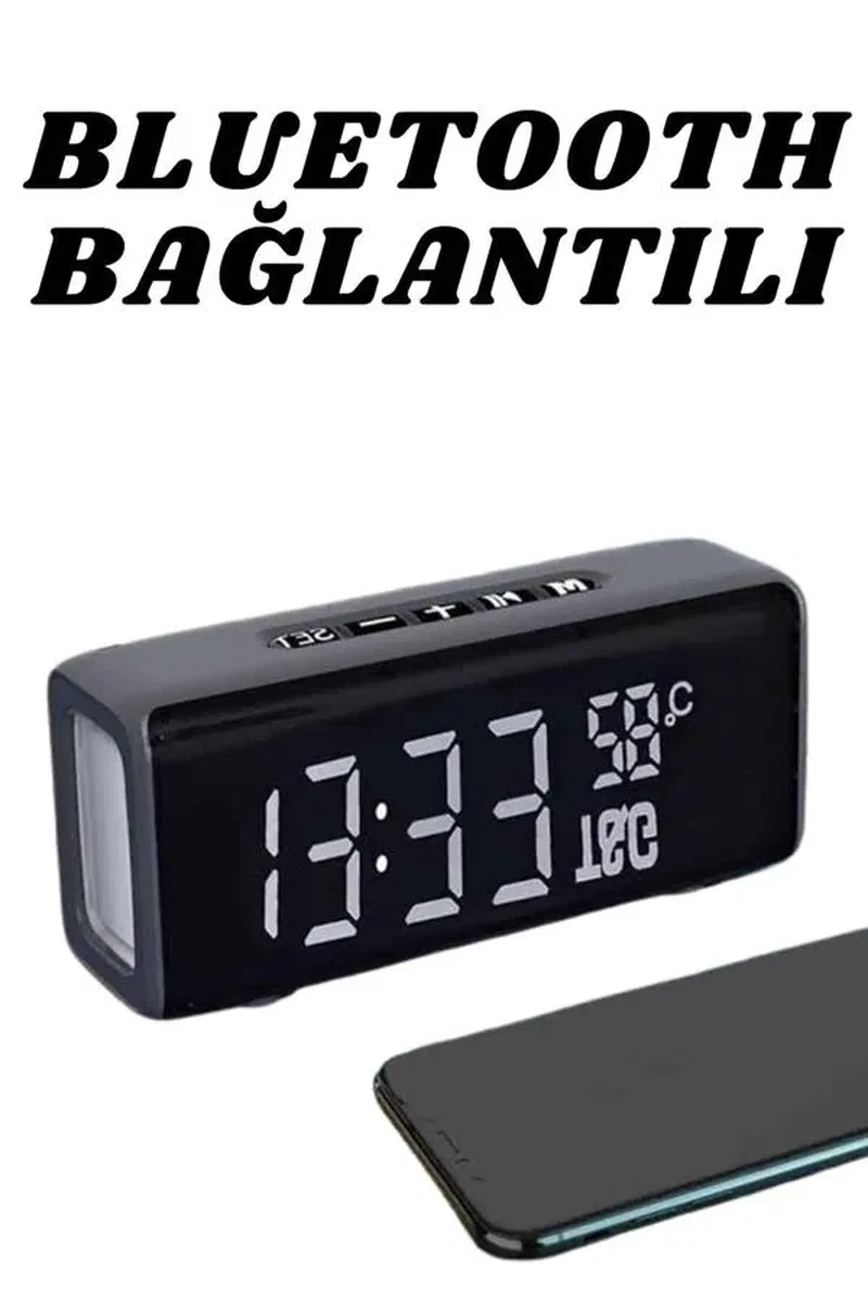 Bluetooth Hoparlör Speaker Saat Göstergeli Uzun Pil Ömrü Taşınabilir görsel 4