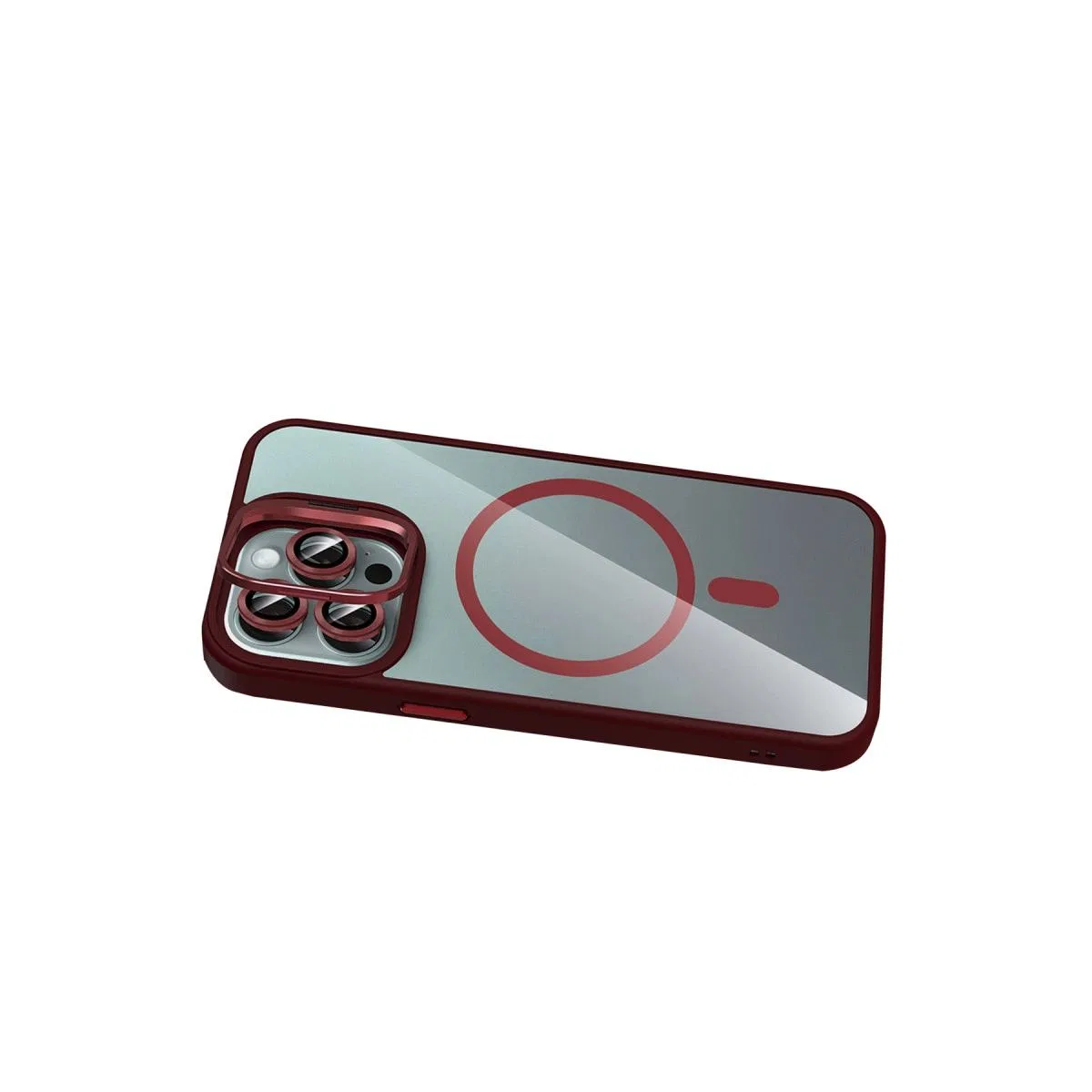 Joko Apple İphone 16 Pro Max Remim Lensli Magsafe Standlı Kapak - Bordo görsel 4