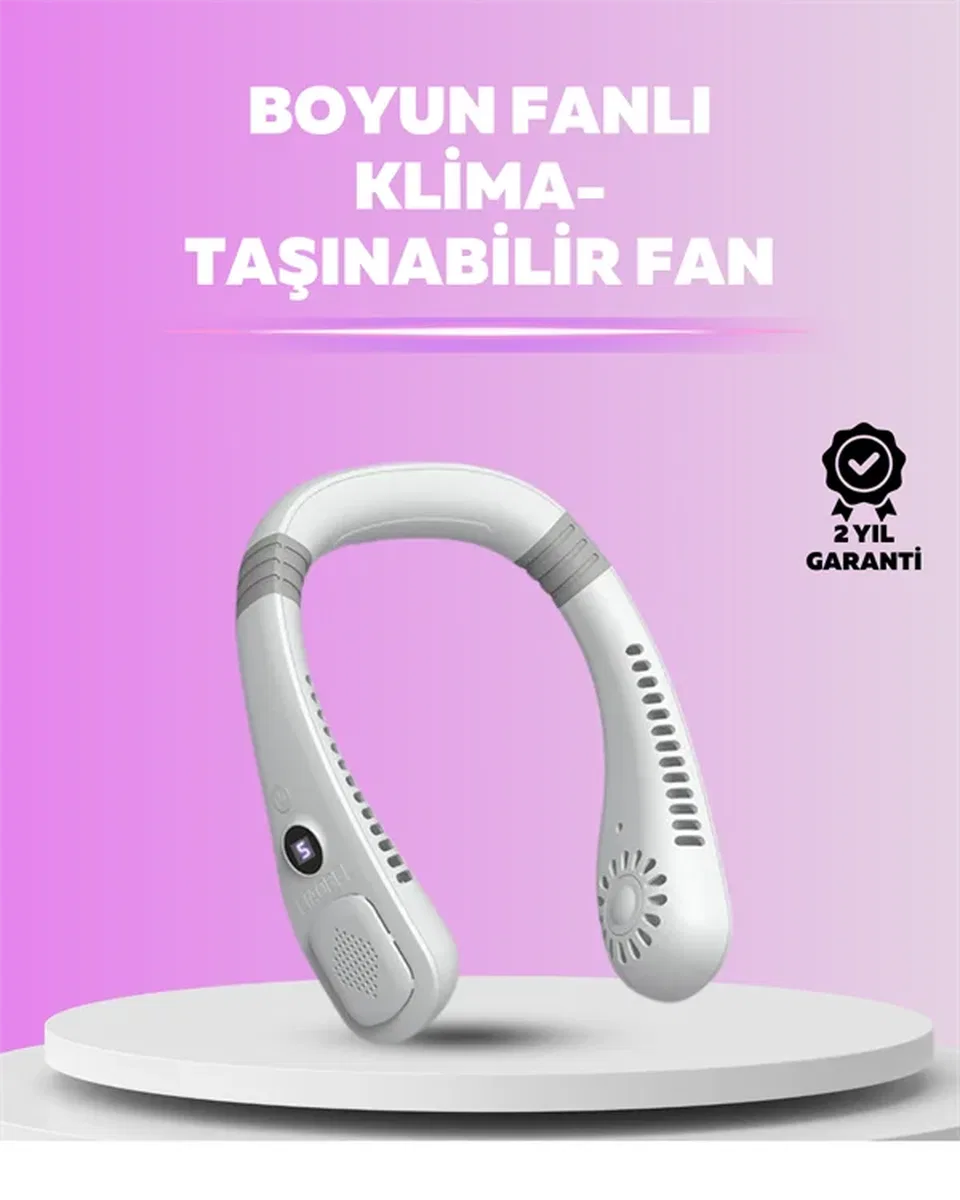 Giyilebilir Bladeless Boyun Fanı | 360° Serinlik, 5 Kademe Rüzgar, USB Şarjlı Sessiz Mini Klima