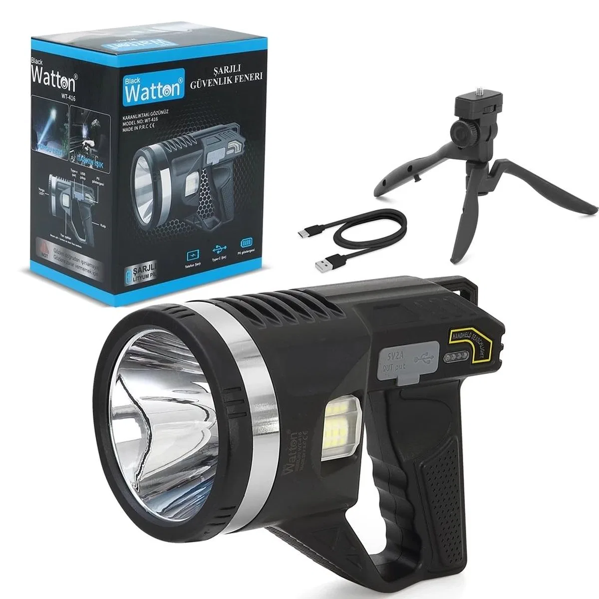 Tripod Şarjlı Güvenlik Feneri Wt-416 görsel 4