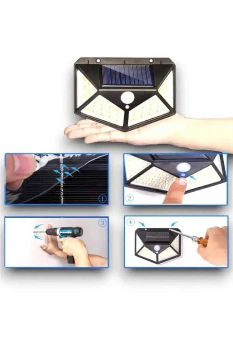Güneş Enerjili Bahçe Lambası 100 Led Bahçe Lambası Bahçe Aydınlatma görsel 5