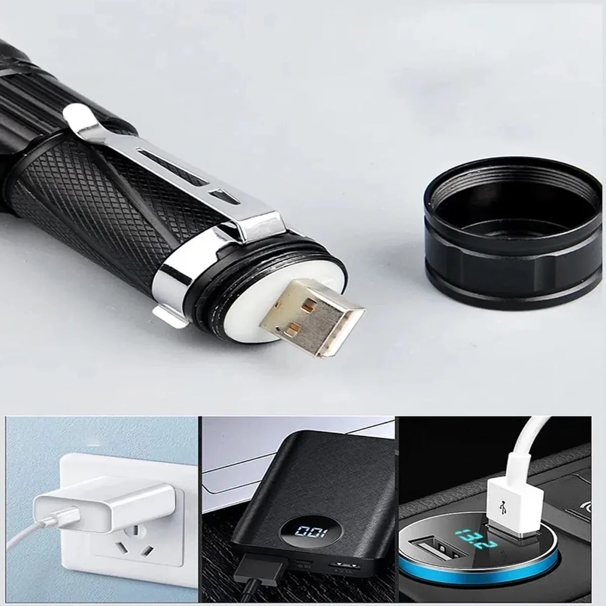 P50 Led Şarjlı Mıknatıslı Usb El Feneri Wt-622 görsel 4